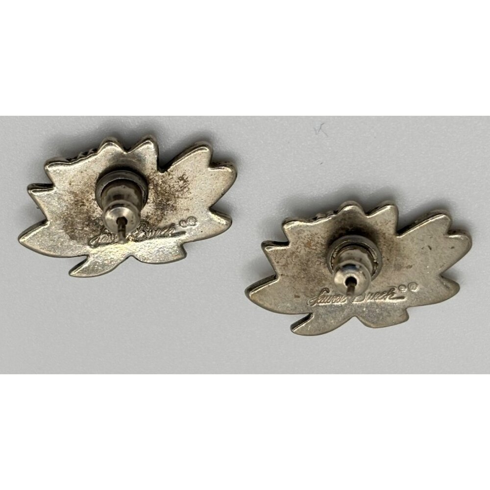 Laurel Burch Silver-Tone Water Lilly Earrings Post Style Vintage Design - Picture 5 of 5
